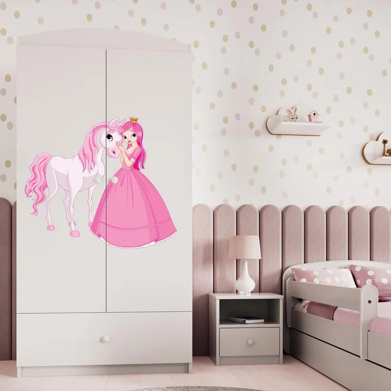 Kleiderschrank für Kinder Sweetdreams, Prinzessin und Pferd Motiv