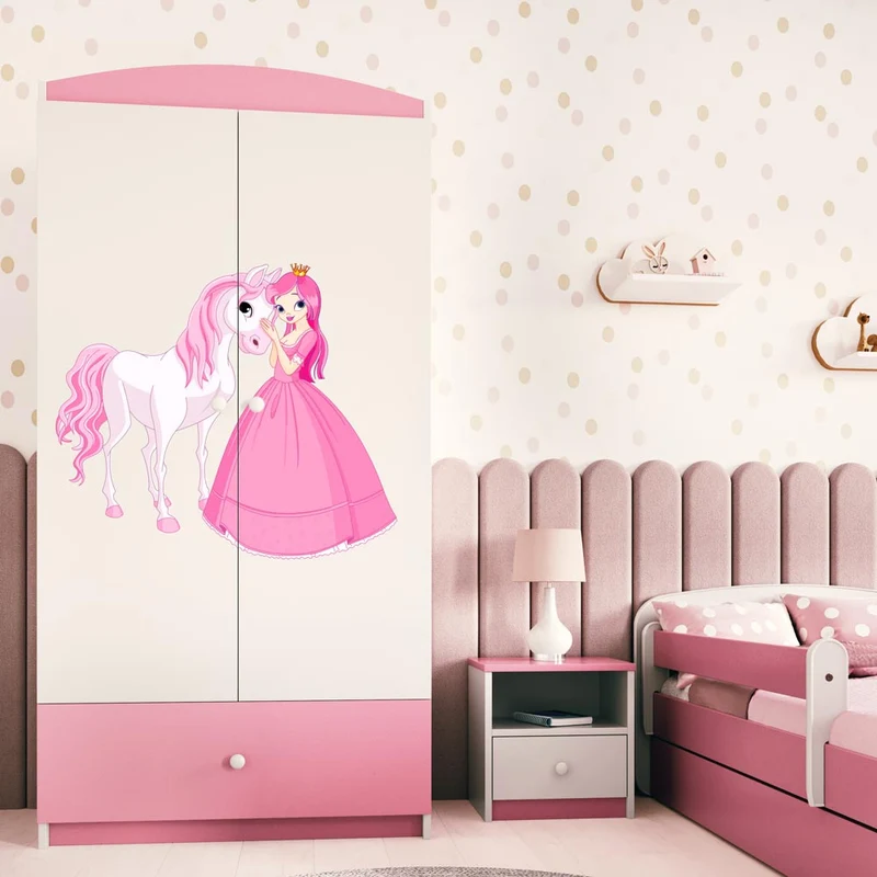 Kleiderschrank für Kinder Sweetdreams, Prinzessin und Pferd Motiv