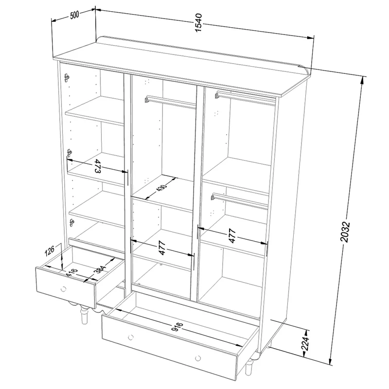 Kleiderschrank BaBu 3-Türig