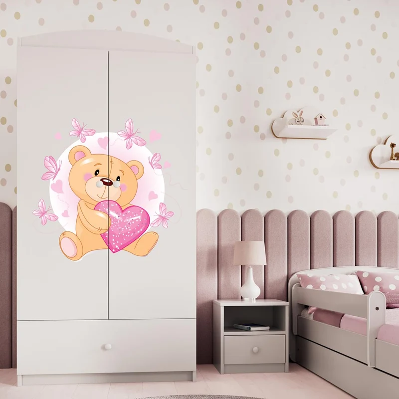 Kleiderschrank für Kinder Sweetdreams, Herz Teddybär Motiv