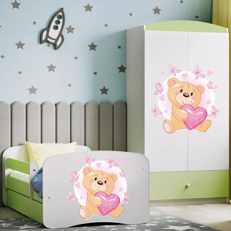 Kleiderschrank für Kinder Sweetdreams, Herz Teddybär Motiv