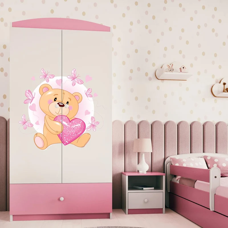 Kleiderschrank für Kinder Sweetdreams, Herz Teddybär Motiv