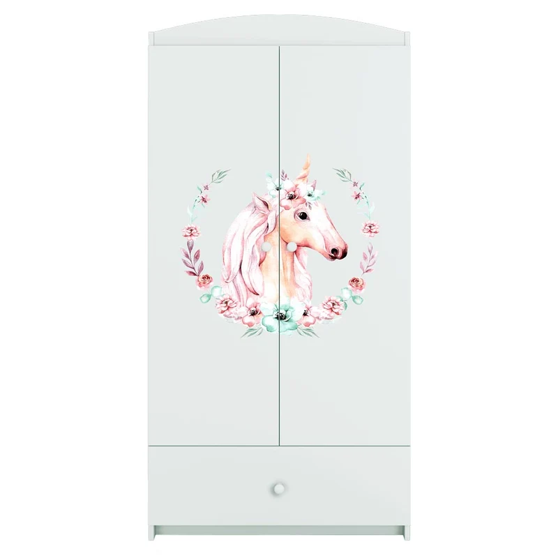 Kleiderschrank für Kinder Sweetdreams, Einhorn-Kranz Motiv