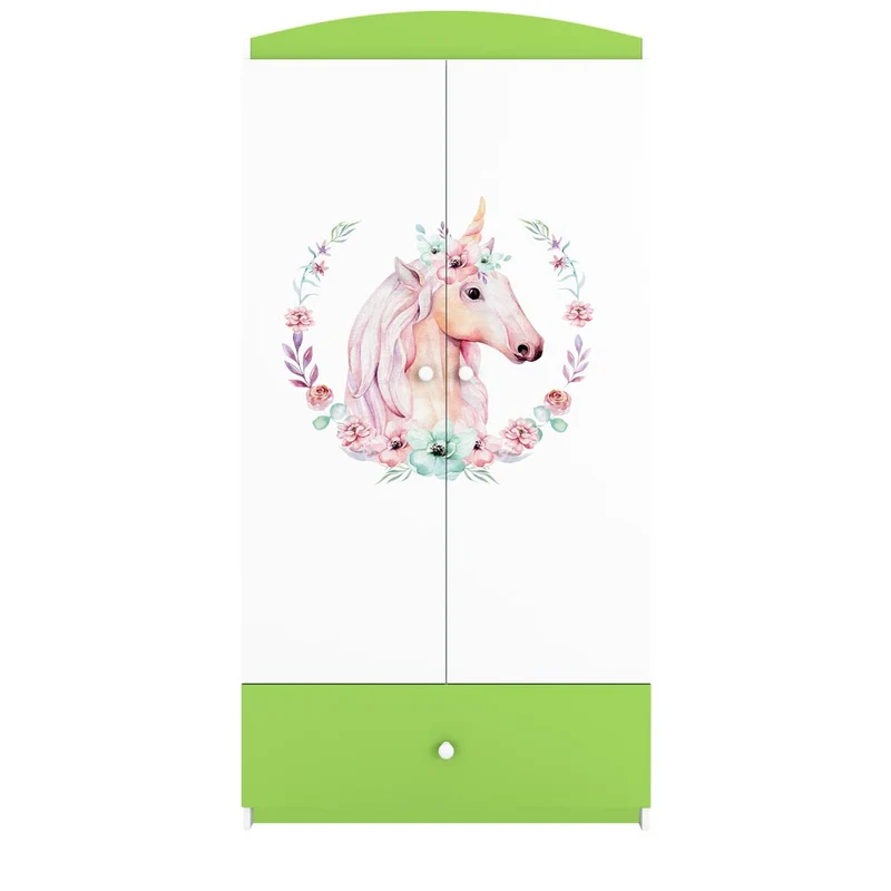 Kleiderschrank für Kinder Sweetdreams, Einhorn-Kranz Motiv
