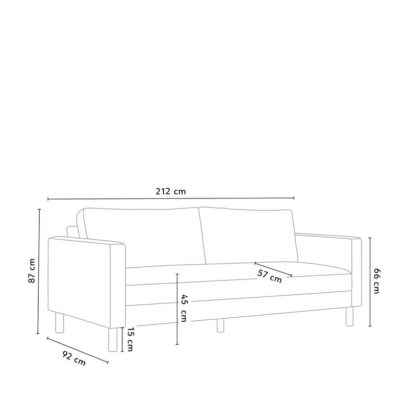 Stapleton II 3-Sitzer Sofa - Metallbeine