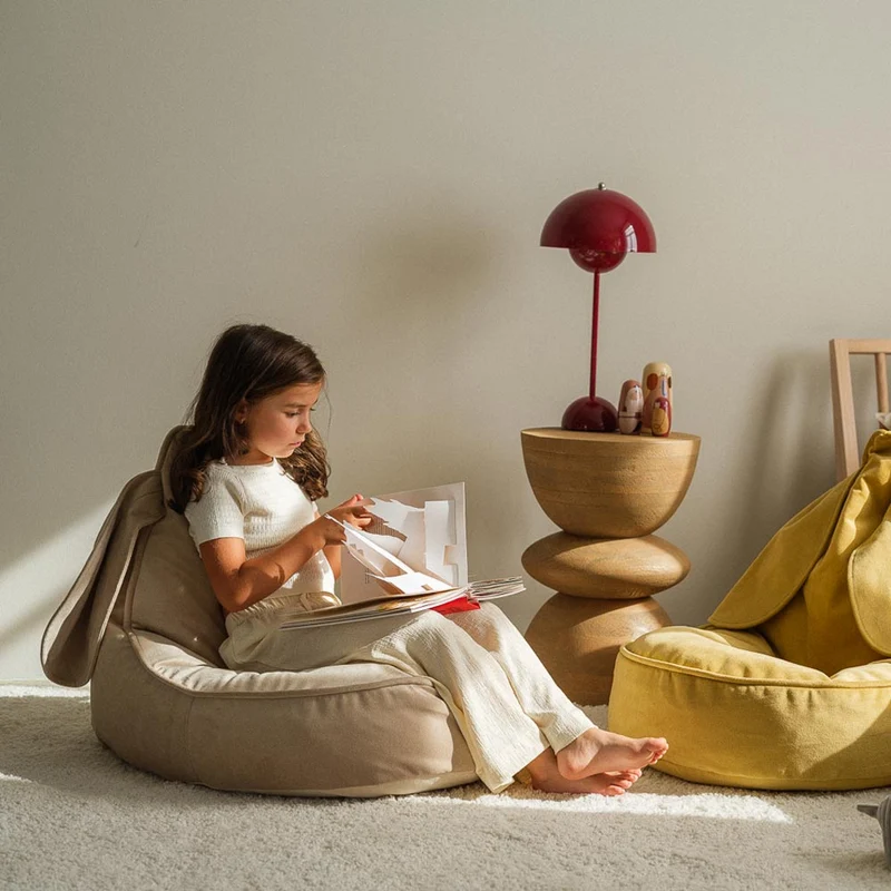 Hasen-Beanbag Samt Beige