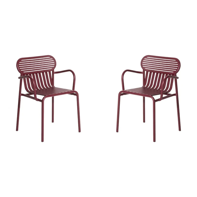 Petite friture - Kollu hafta sonu sandalyeleri - 2'li Set | Bordo