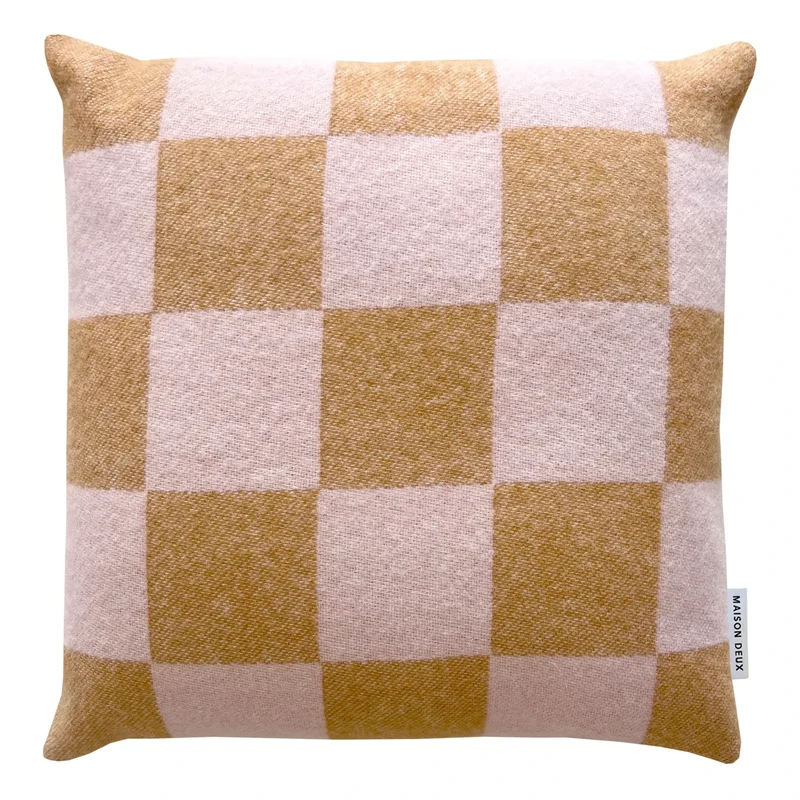 Maison Deux - Damier yün yastık kılıfı | Terracotta