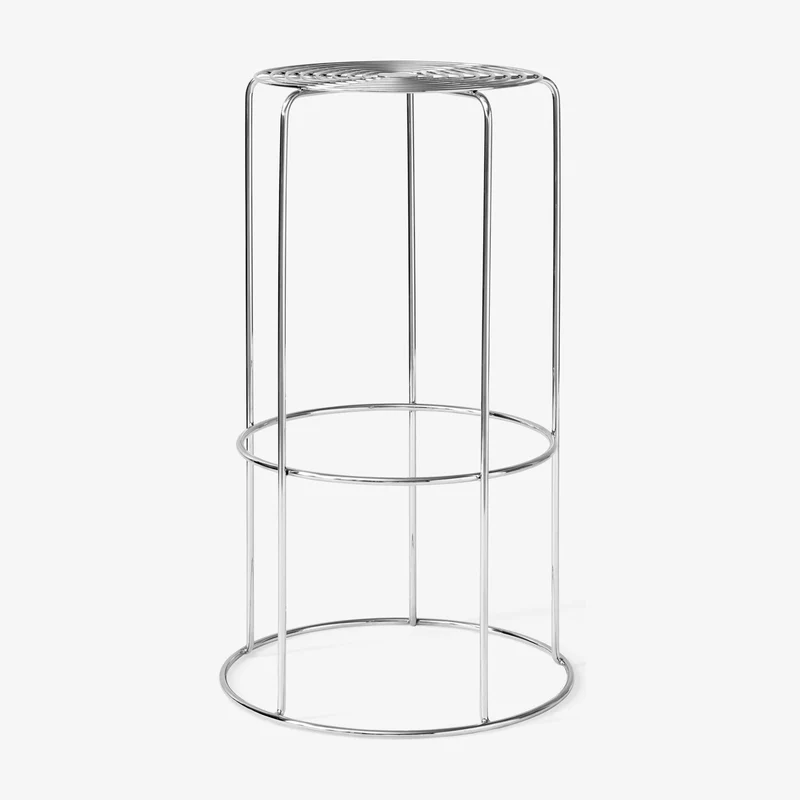 Tabouret de bar en acier poli miroir argenté 44x44x75cm Wire VP16 - &tradition