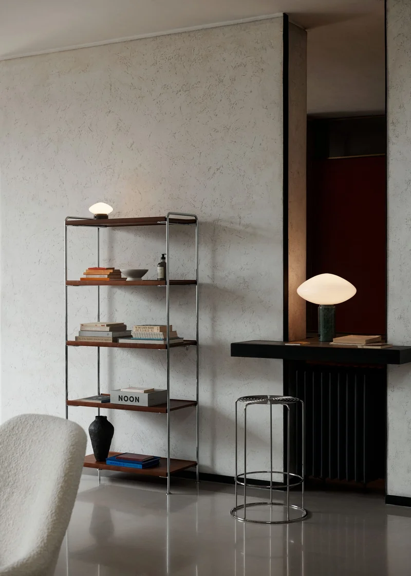 Tabouret de bar en acier poli miroir argenté 44x44x65cm Wire VP15 - &tradition