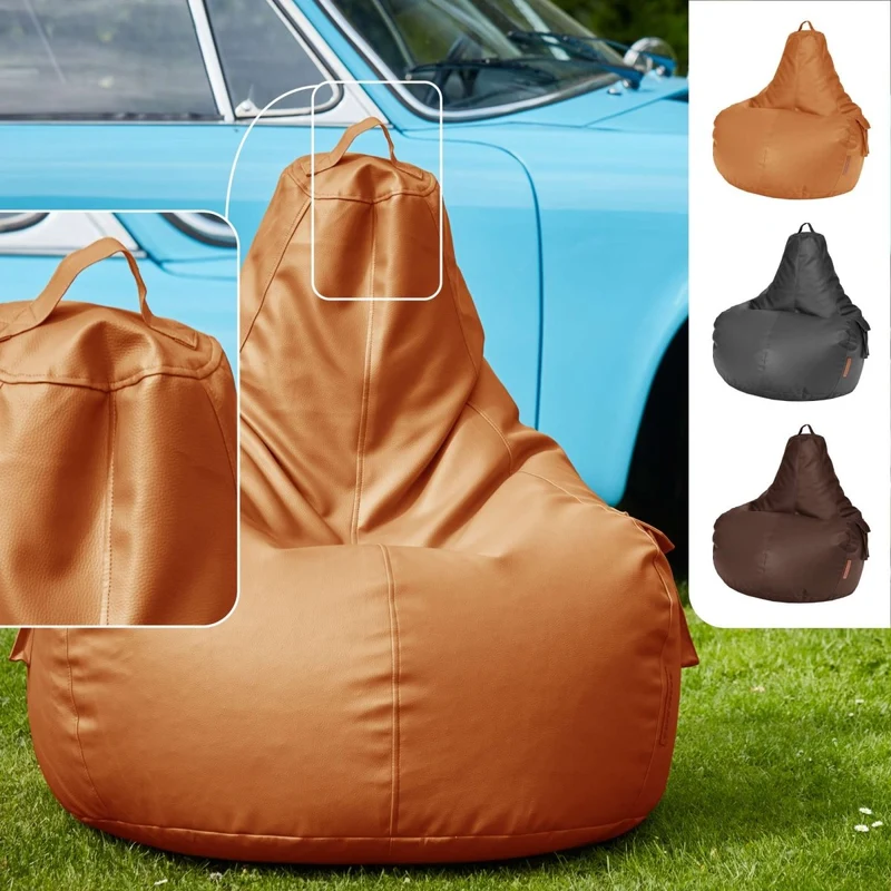 Gaming Sitzsack mit Rückenlehne & separater Tasche aus Kunstleder
