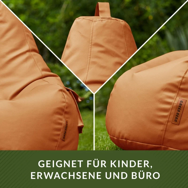 Gaming Sitzsack mit Rückenlehne & separater Tasche aus Kunstleder