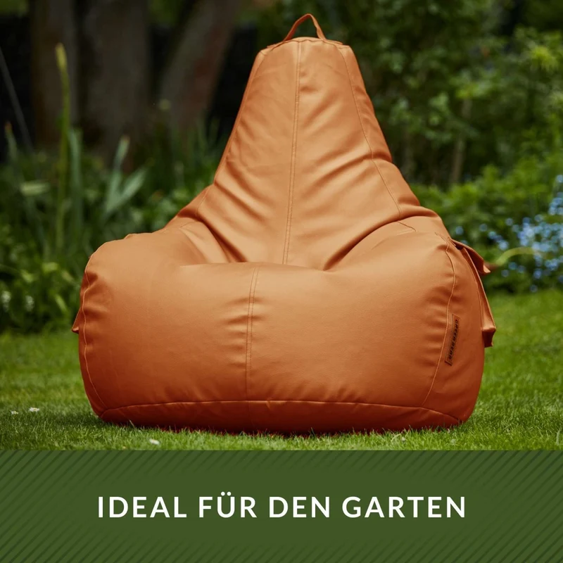 Gaming Sitzsack mit Rückenlehne & separater Tasche aus Kunstleder