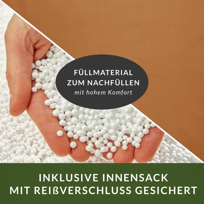 Gaming Sitzsack mit Rückenlehne & separater Tasche aus Kunstleder