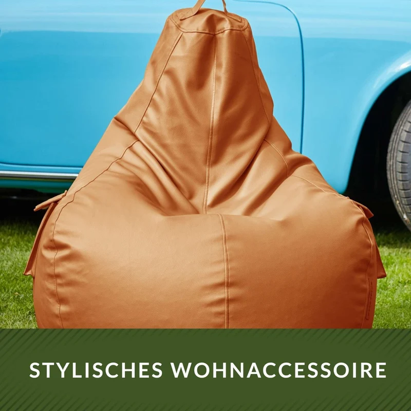 Gaming Sitzsack mit Rückenlehne & separater Tasche aus Kunstleder