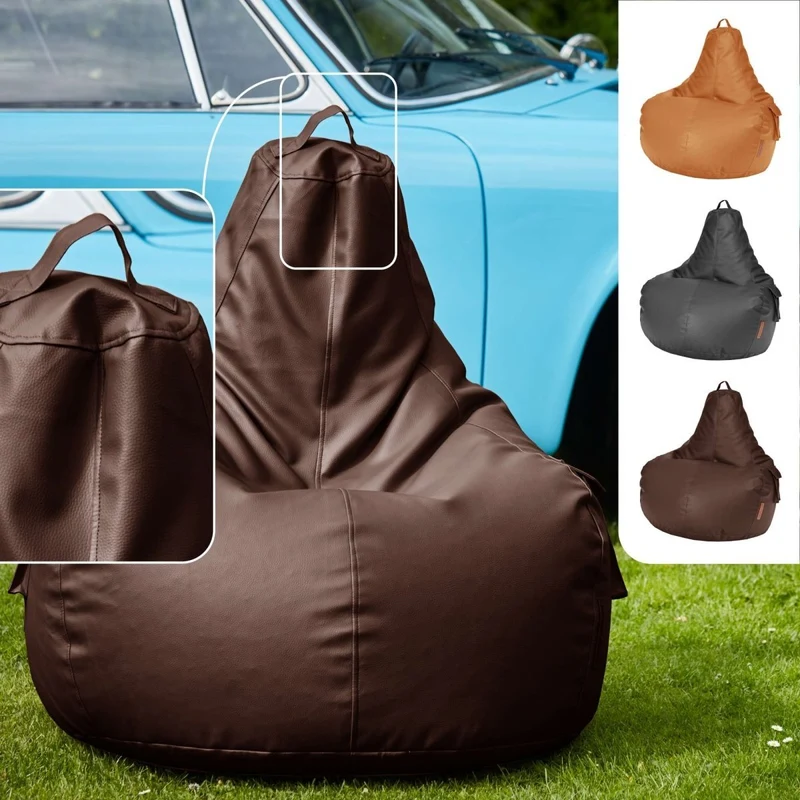 Gaming Sitzsack mit Rückenlehne & separater Tasche aus Kunstleder