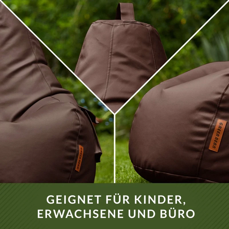 Gaming Sitzsack mit Rückenlehne & separater Tasche aus Kunstleder