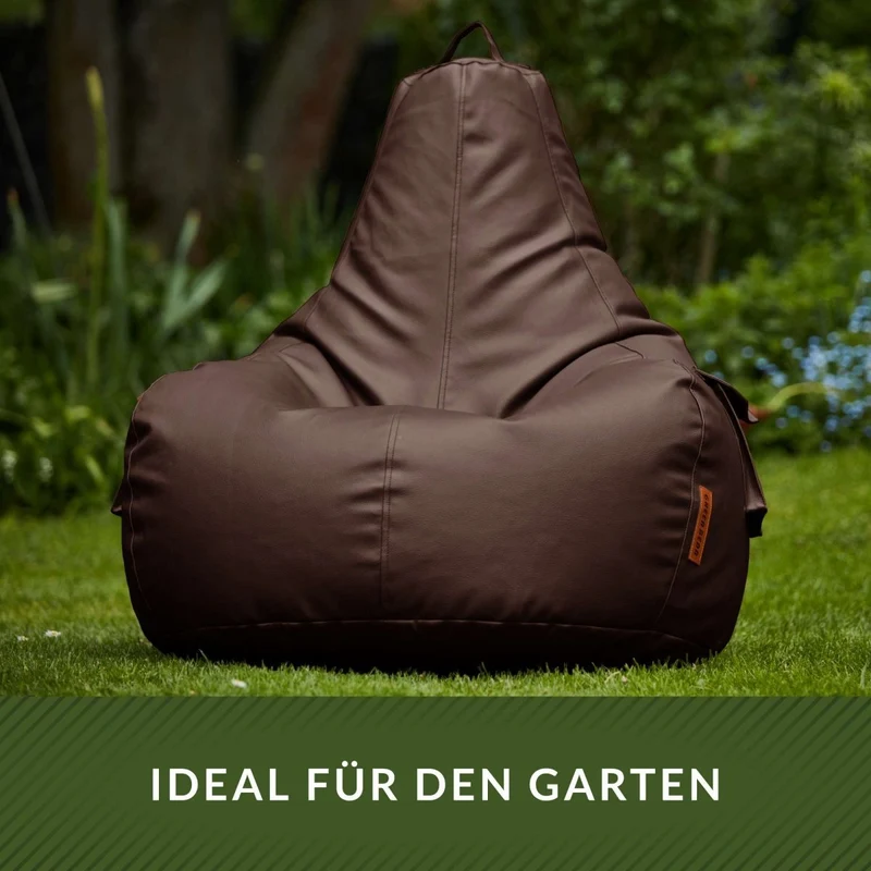 Gaming Sitzsack mit Rückenlehne & separater Tasche aus Kunstleder