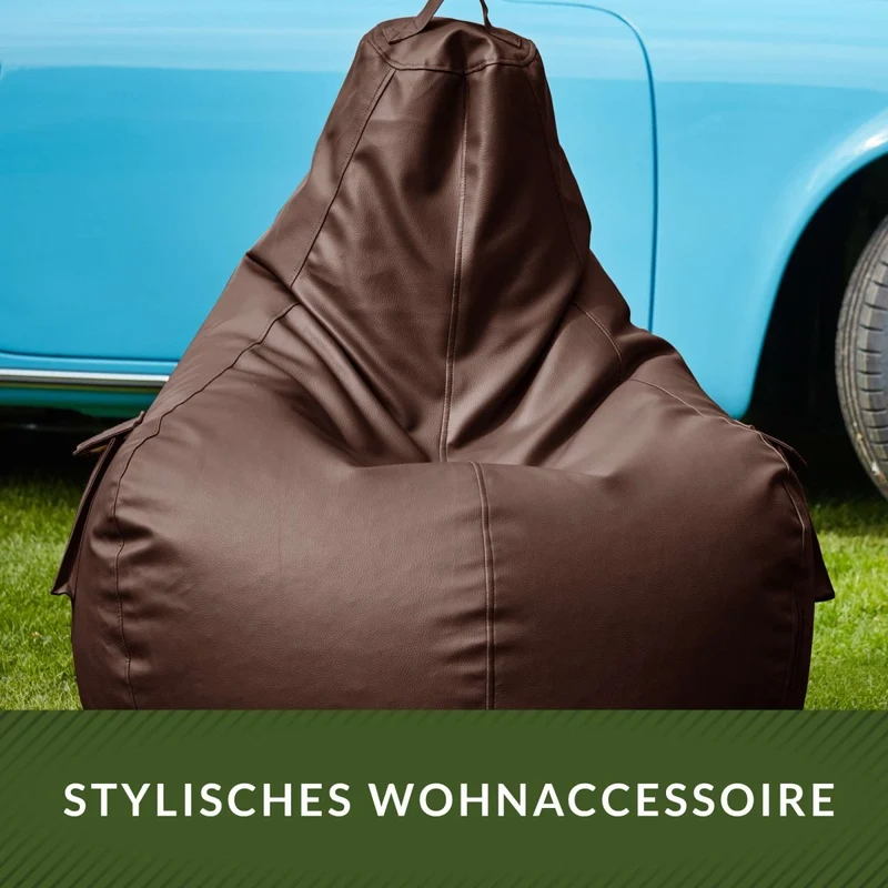 Gaming Sitzsack mit Rückenlehne & separater Tasche aus Kunstleder