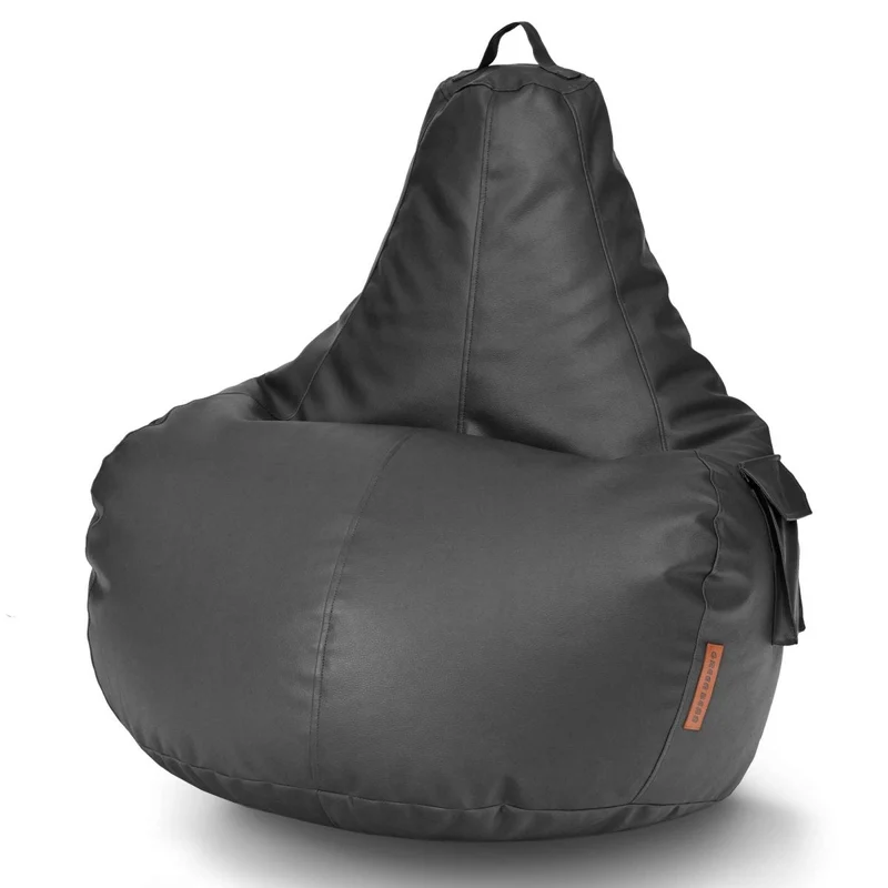 Gaming Sitzsack mit Rückenlehne & separater Tasche aus Kunstleder