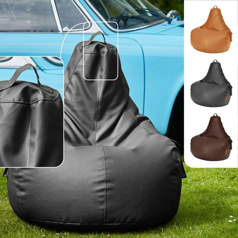 Gaming Sitzsack mit Rückenlehne & separater Tasche aus Kunstleder
