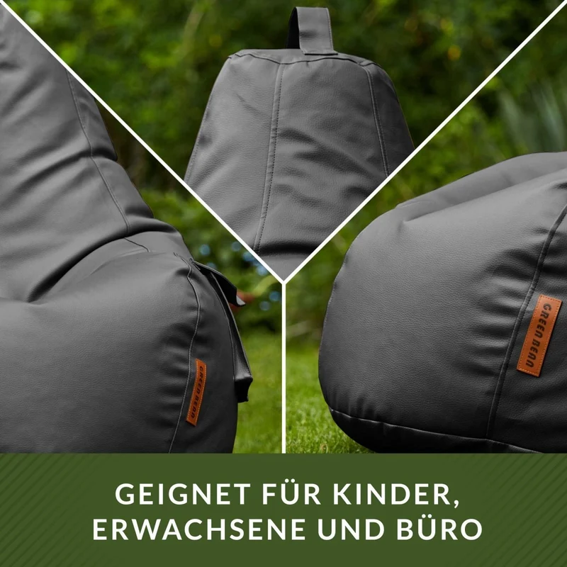 Gaming Sitzsack mit Rückenlehne & separater Tasche aus Kunstleder