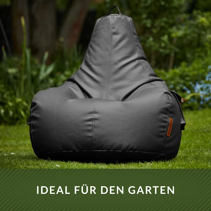 Gaming Sitzsack mit Rückenlehne & separater Tasche aus Kunstleder