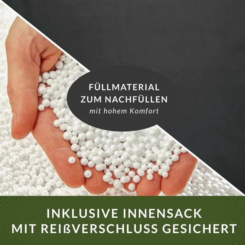 Gaming Sitzsack mit Rückenlehne & separater Tasche aus Kunstleder