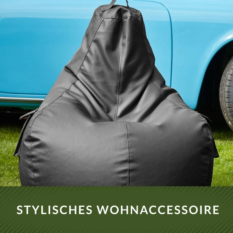 Gaming Sitzsack mit Rückenlehne & separater Tasche aus Kunstleder