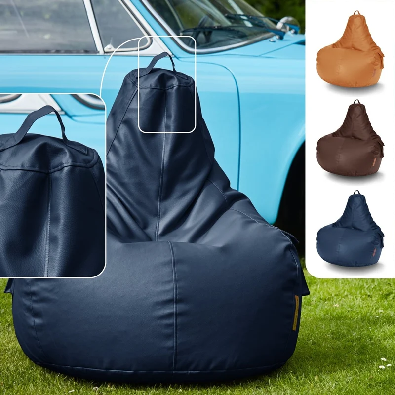 Gaming Sitzsack mit Rückenlehne & separater Tasche aus Kunstleder