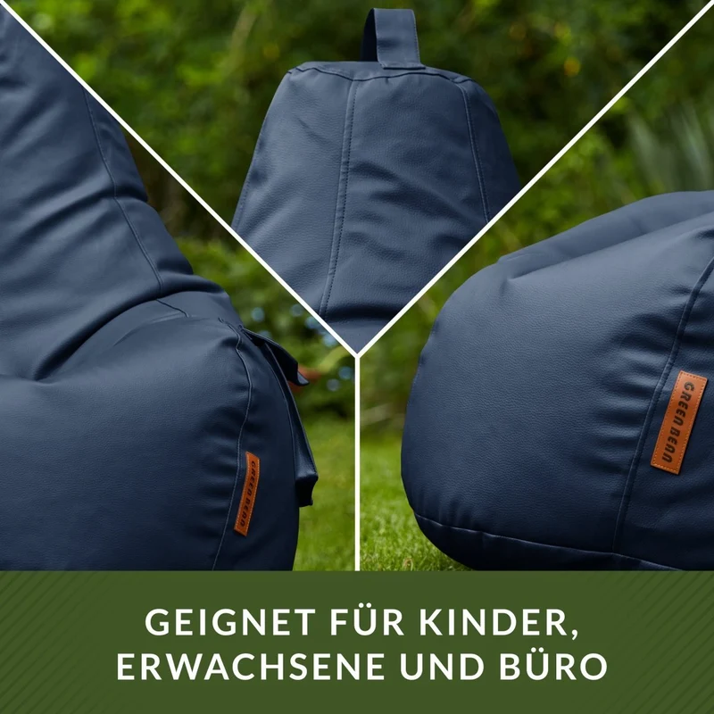 Gaming Sitzsack mit Rückenlehne & separater Tasche aus Kunstleder