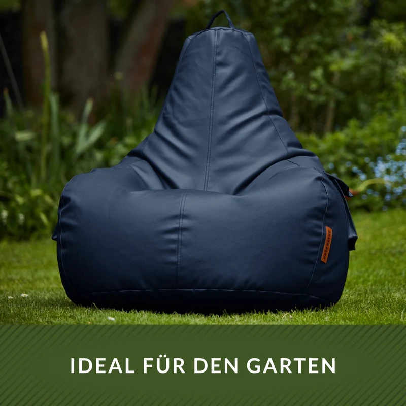 Gaming Sitzsack mit Rückenlehne & separater Tasche aus Kunstleder