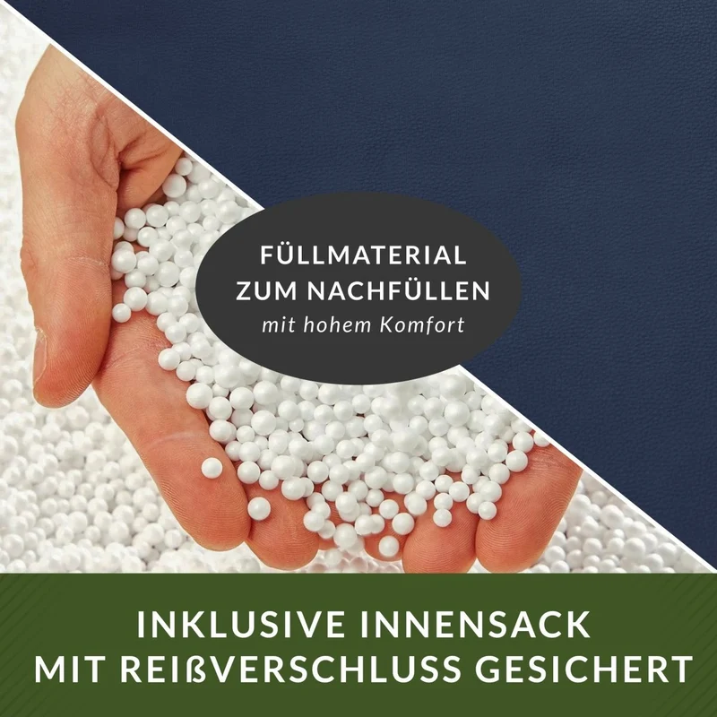 Gaming Sitzsack mit Rückenlehne & separater Tasche aus Kunstleder