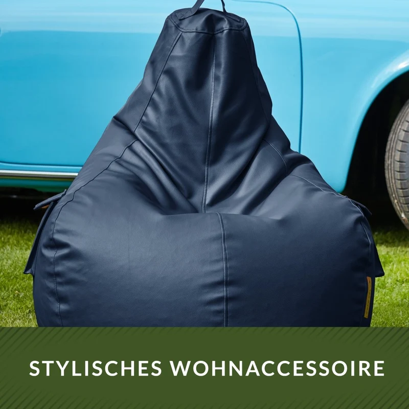 Gaming Sitzsack mit Rückenlehne & separater Tasche aus Kunstleder