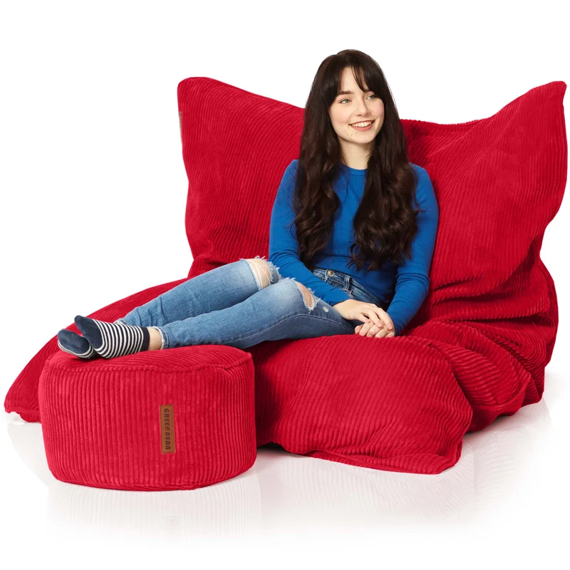 Cordoba Sitzsack in Cord-Optik mit Sitzhocker