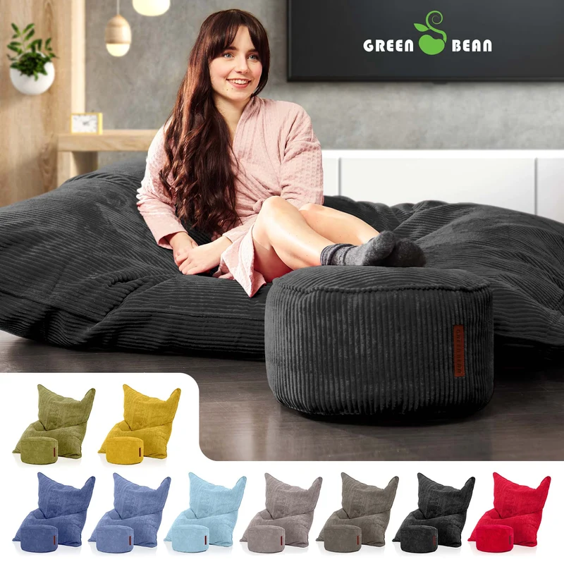 Cordoba Sitzsack in Cord-Optik mit Sitzhocker