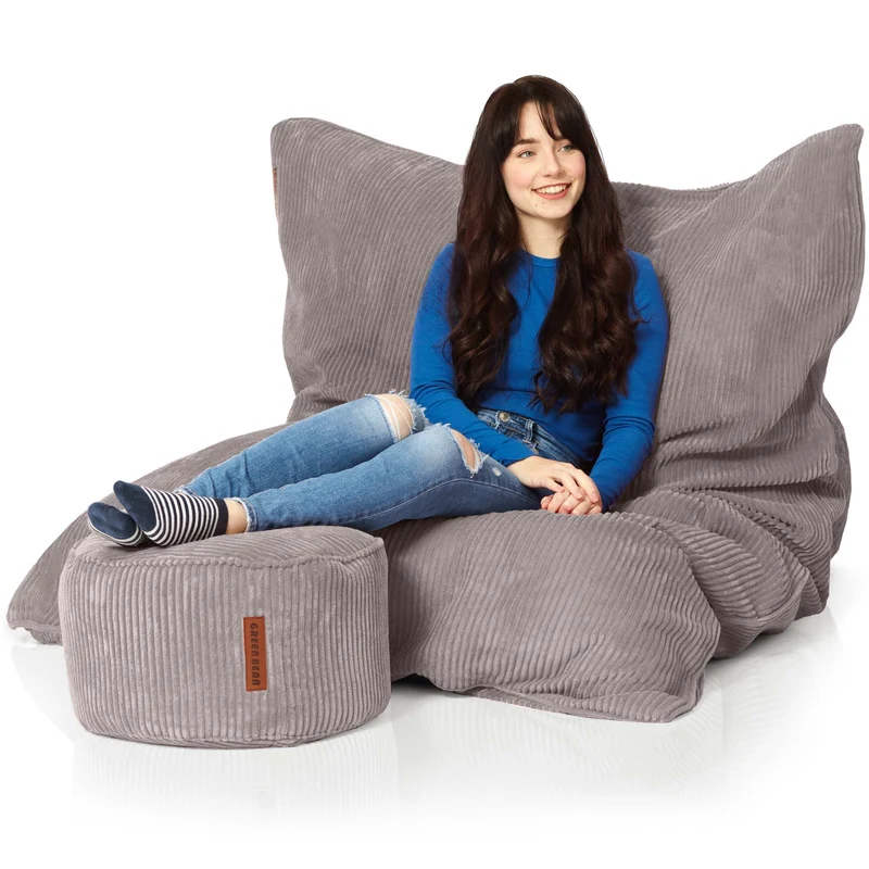 Cordoba Sitzsack in Cord-Optik mit Sitzhocker