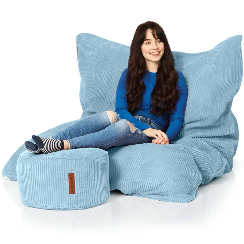 Cordoba Sitzsack in Cord-Optik mit Sitzhocker