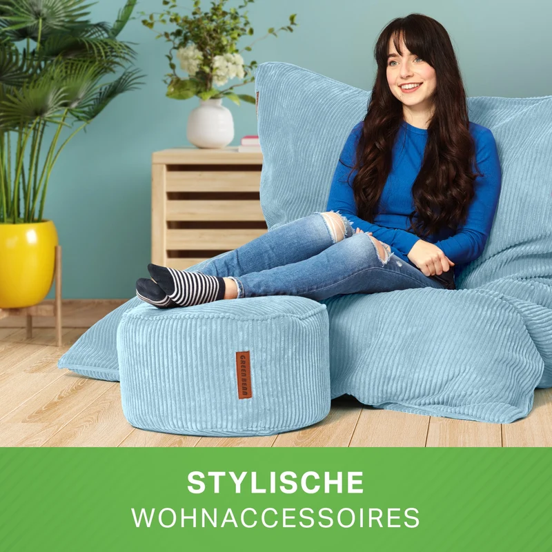 Cordoba Sitzsack in Cord-Optik mit Sitzhocker