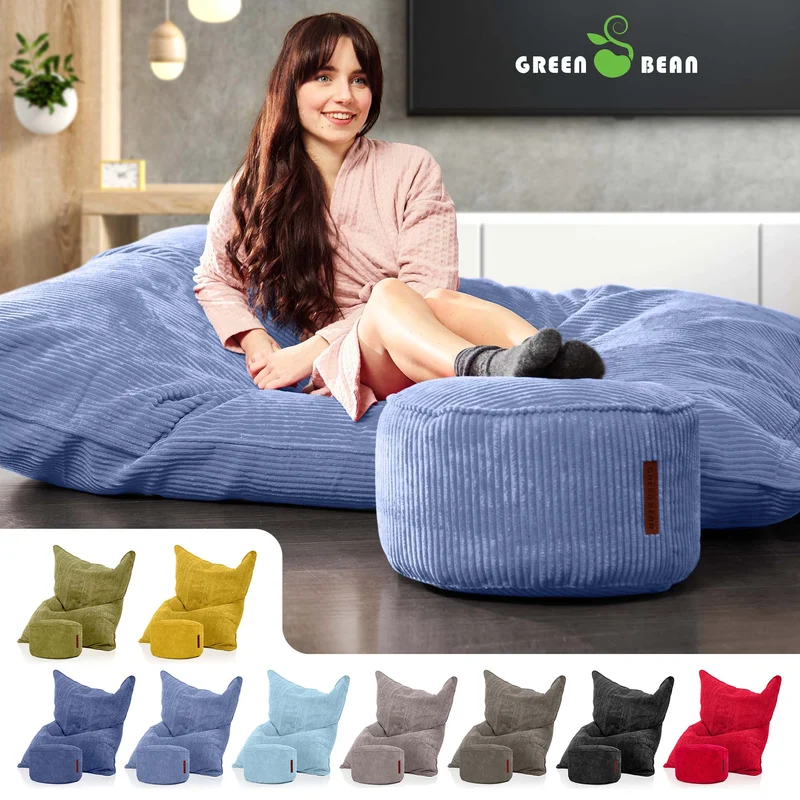 Cordoba Sitzsack in Cord-Optik mit Sitzhocker