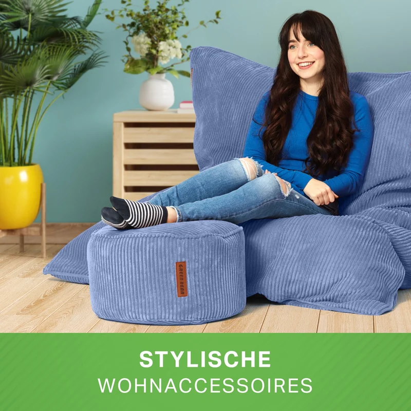 Cordoba Sitzsack in Cord-Optik mit Sitzhocker