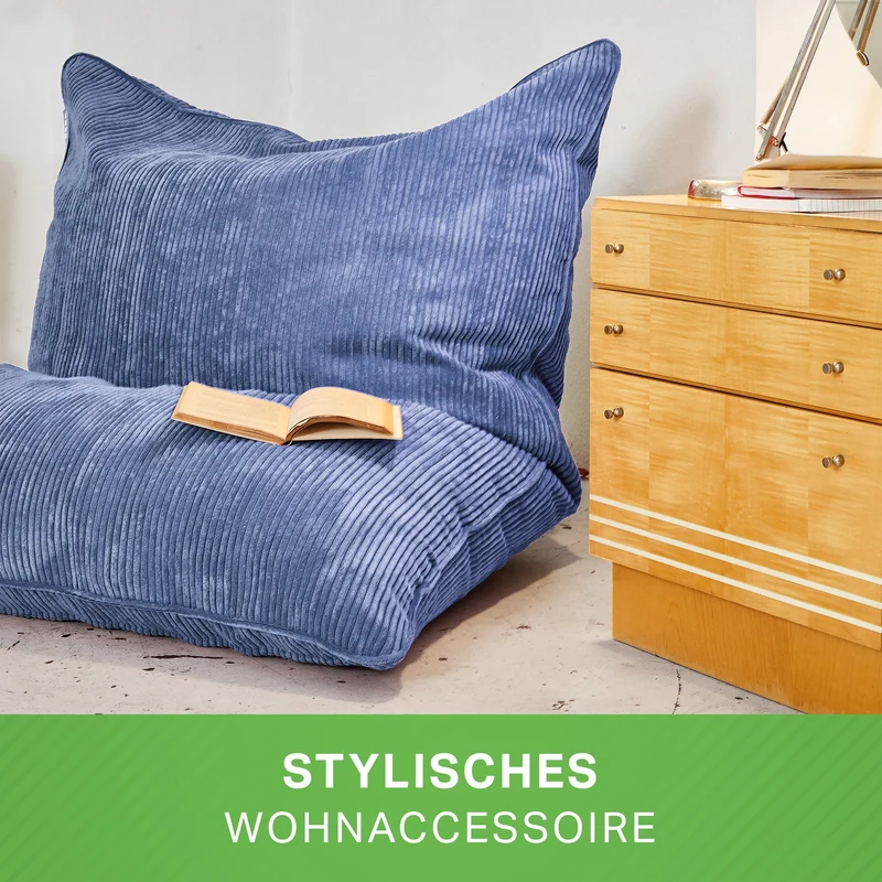 Cordoba Sitzsack in Cord-Optik mit Sitzhocker