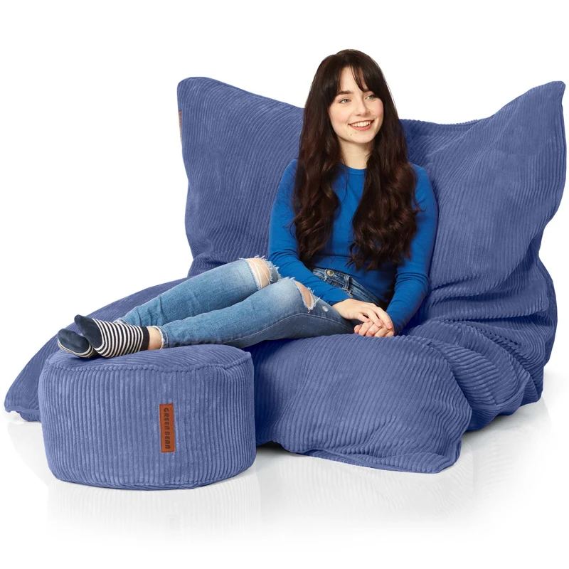 Cordoba Sitzsack in Cord-Optik mit Sitzhocker