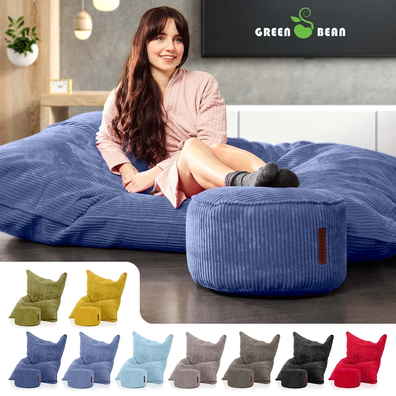 Cordoba Sitzsack in Cord-Optik mit Sitzhocker