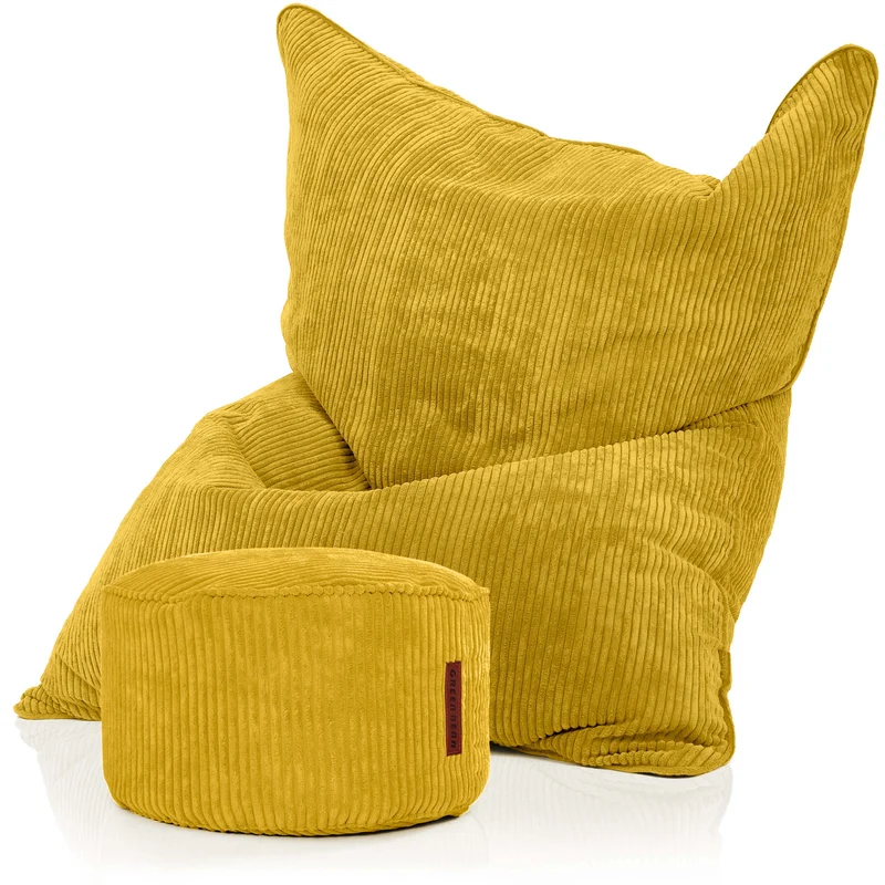 Cordoba Sitzsack in Cord-Optik mit Sitzhocker