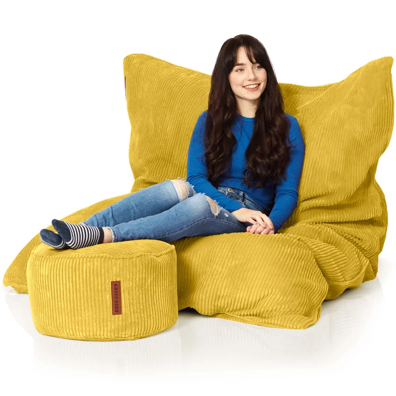 Cordoba Sitzsack in Cord-Optik mit Sitzhocker