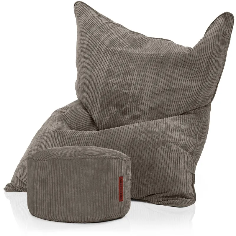 Cordoba Sitzsack in Cord-Optik mit Sitzhocker