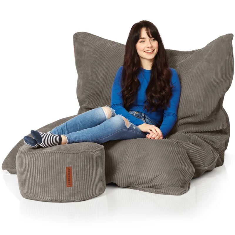 Cordoba Sitzsack in Cord-Optik mit Sitzhocker