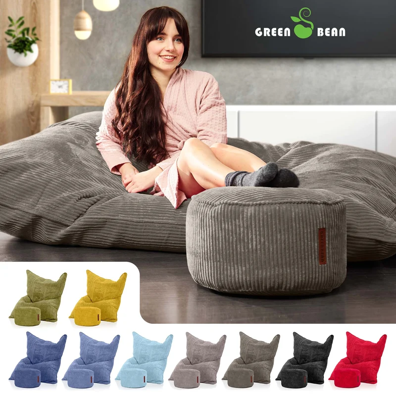 Cordoba Sitzsack in Cord-Optik mit Sitzhocker