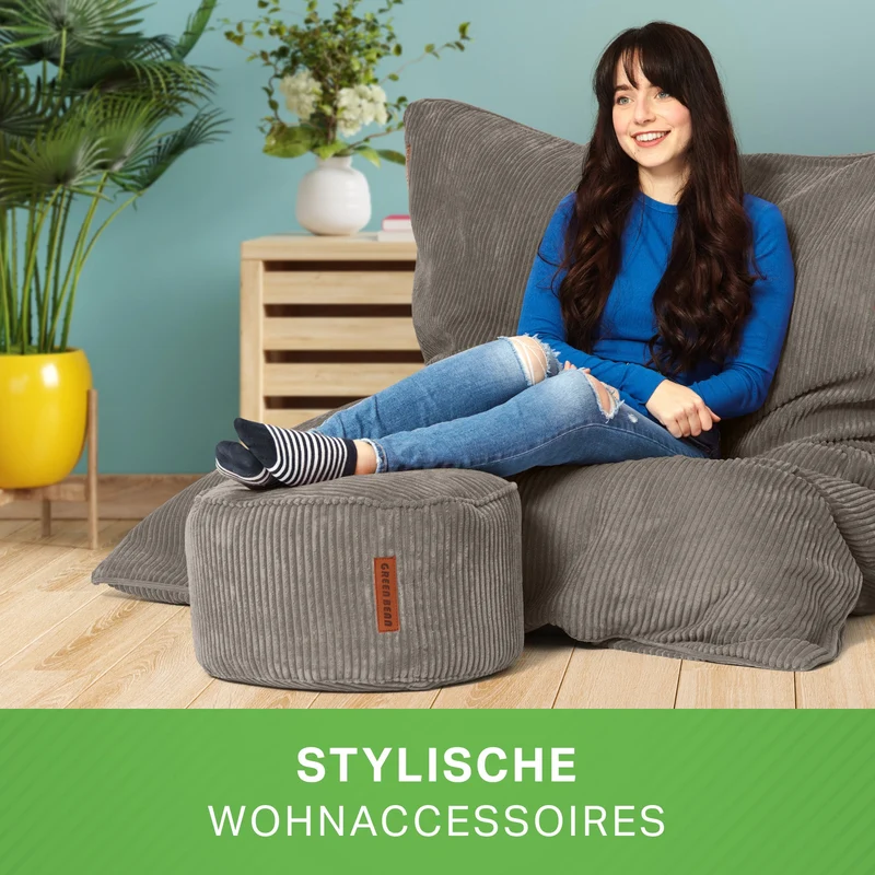 Cordoba Sitzsack in Cord-Optik mit Sitzhocker
